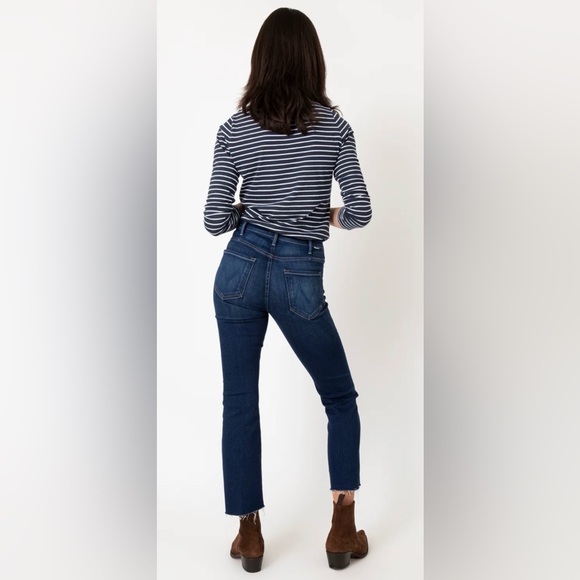 MOTHER The Hustler Ankle Fray Distressed Home Movies Cropped Denim,Size-26 - Picture 3 of 12